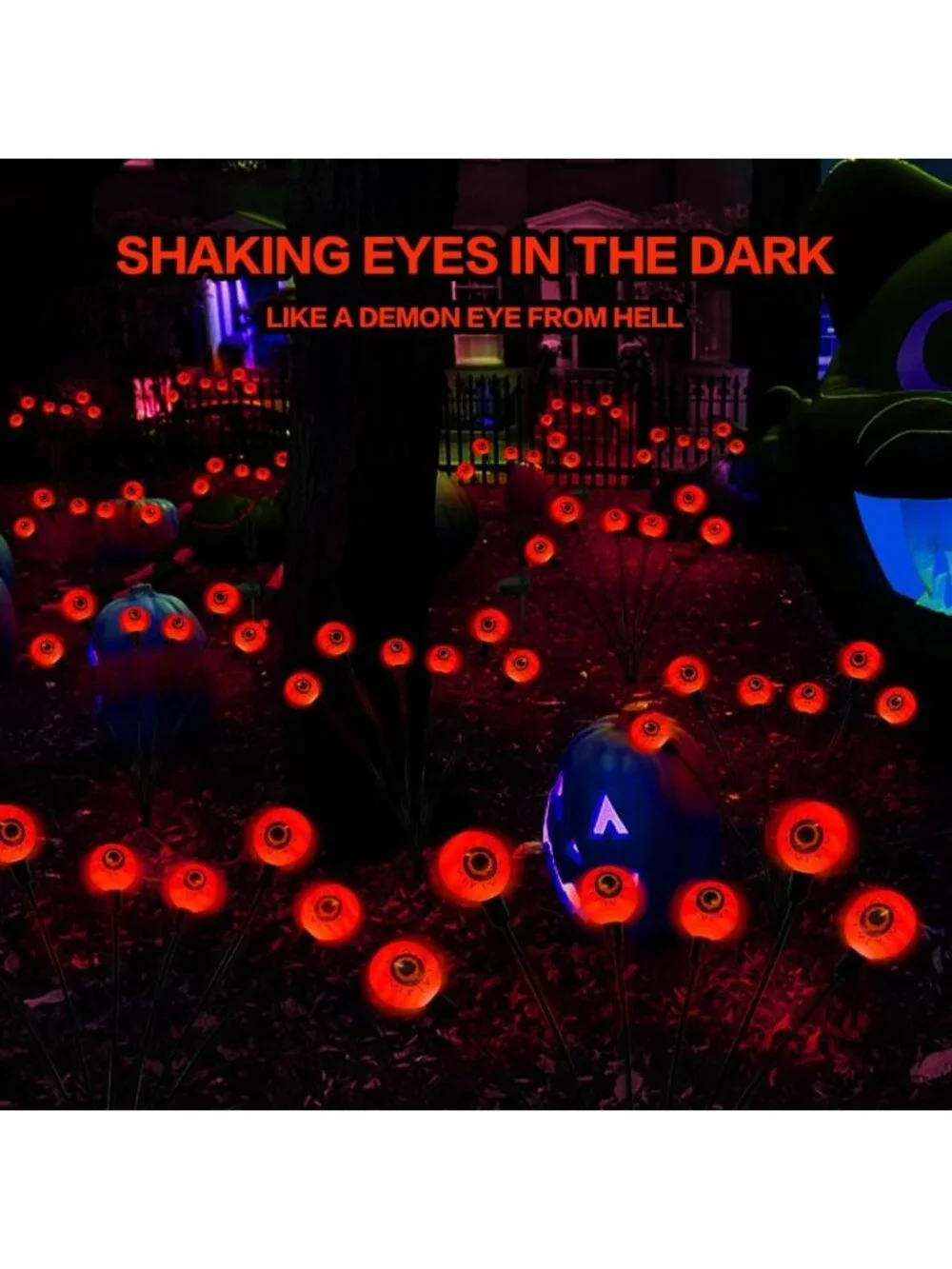 Solar Halloween Decorations - 12 LED Spooky Eyeball Lights, Outdoor Garden
